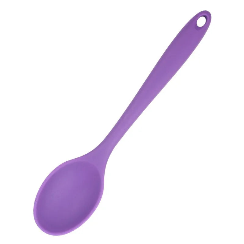 Kitchen Multicolored Thermostability Anti-Corrosion Soft Silicone Spoons/With Hook Hole /Colors-Multicolor/Blue/Green/Yellow
