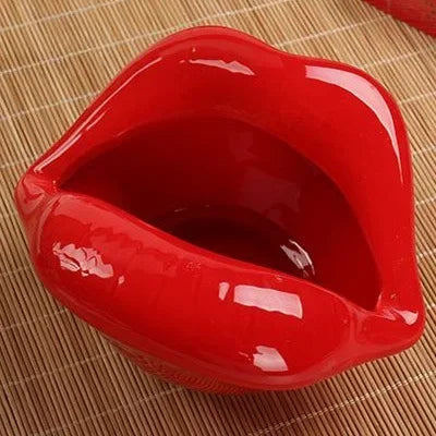 No-EN-Name-Null Cute Cartoon Ceramic Realistic Red Lips Shaped Cigarette Ashtrays/Colors-Purple/Red/Pink