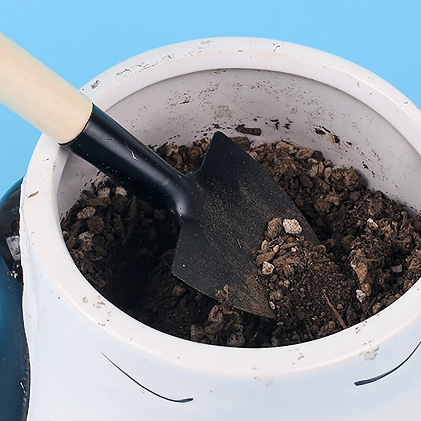 3 PCS Mini Wood-Plastic Handle Spades-Rakes-Shovels Iron Metal Parts Garden Tool Sets/Colors-Black/Orange/Blue