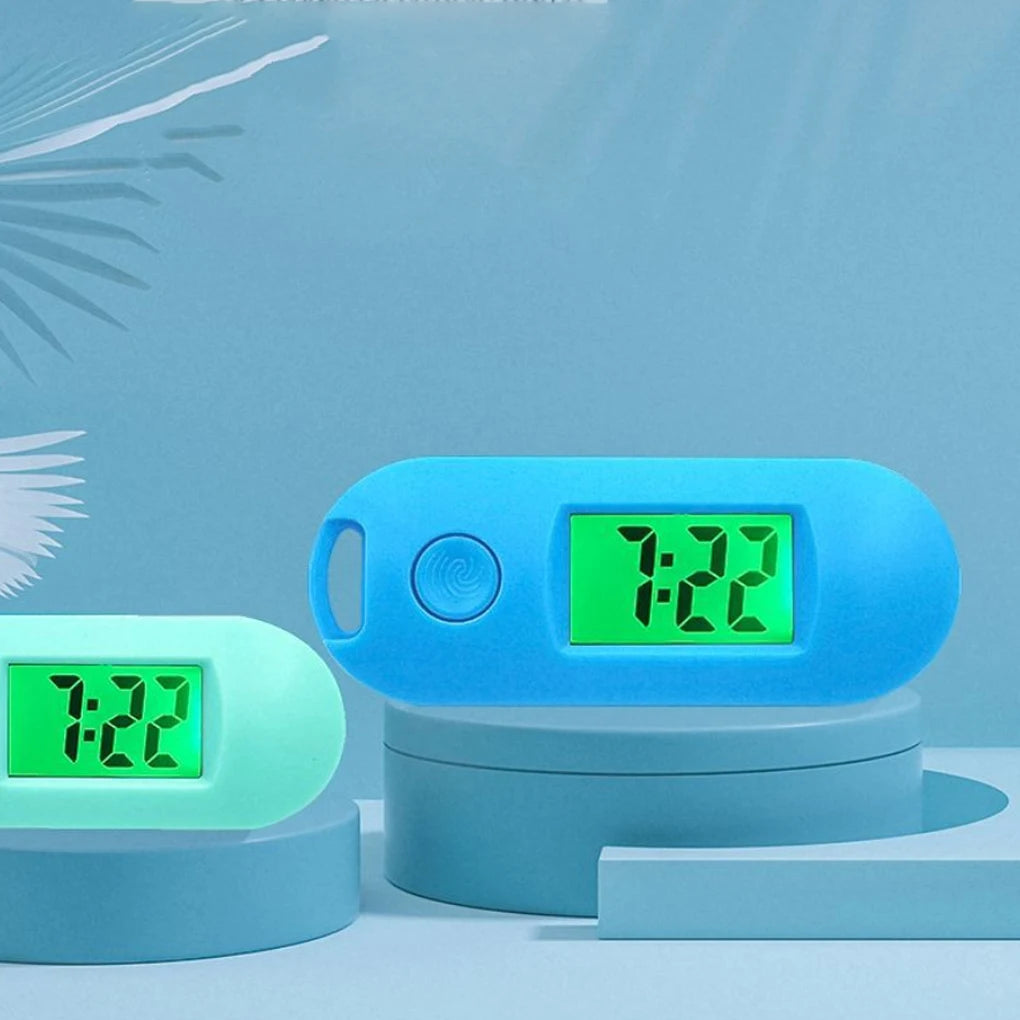 No-EN-Name-Null Adults Mini Compact Luminous Electronic Digital Display Long Blue Rectangle Plastic Shaped Keychain Pocket Watches/Colors-Grey/Blue/Pink/Black/Green/White