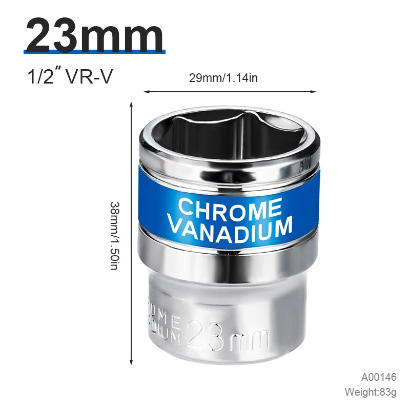 NIUXIANG Blue-Silver Chrome-Plated Steel Deep Impact Anti-Slip Card Slot Design 1/2 Hex Drive Socket Sets