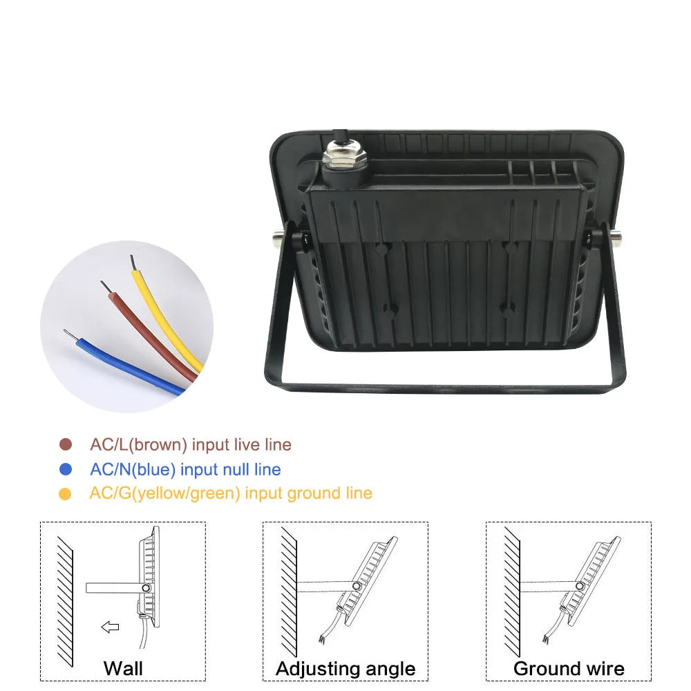 APRILLIGHT Outdoor Waterproof Remote Control Rectangle Aluminum Metal Body Black-White RGB LED Reflector Projector AC-Powered Wall-Mounted Flood-Spot Lights/Colors-White/Black/Multicolor/Watts: 20/30/50/100Watts
