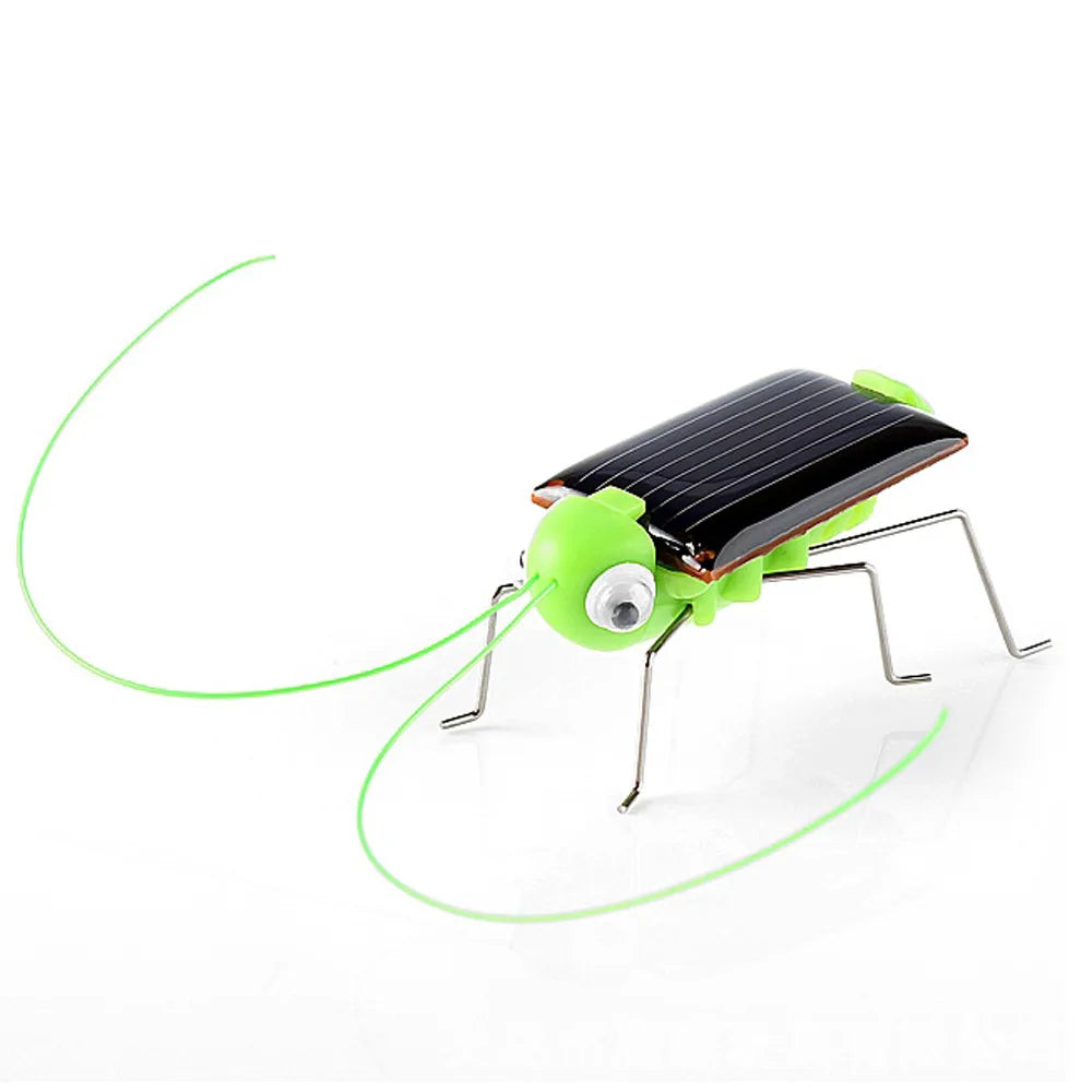 Modern Adults Science Solar-Powered Plastic-Metal Legs Funny Hopping Predominantly Green Grasshopper Insect Black Solar Panels On Back Educational Puzzle Toys/ Recommend Ages: 18 Years Old/Colors-Green/Black/White/Silver/Insects Animals