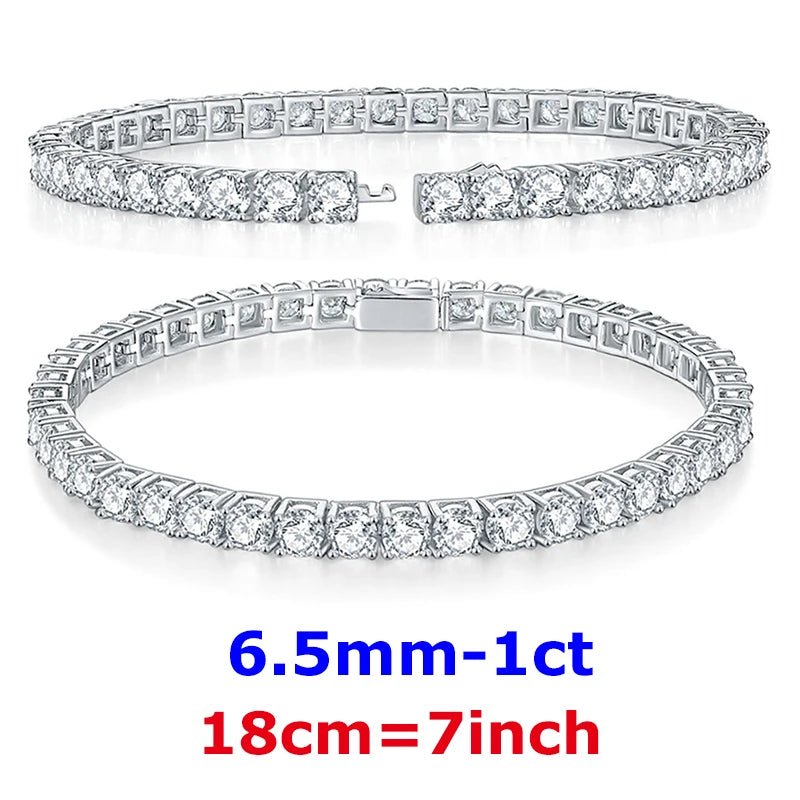 DJMAX 3-6.5mm Full Moissanite Tennis Bracelet For women Original 925 Sterling Silver Man's Moissanite Tennis Chain  New 2023