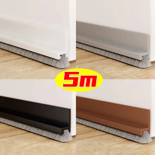 5/3/1M Door Bottom Brush Seal Strip with Brush Dust Prevent Rubber Blocker Insect Proof Reduce Noise Self Adhesive Seal Strips
