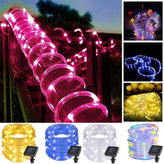 No-EN-Name-Null Outdoor Waterproof Multicolor Festoon Fairy Tube Plastic Body LED Dimmable Solar-Powered Cottage Holiday Decoration Light Ropes-Strings /Colors-White/Black/Green/Purple/Pink/Yellow/Multicolor