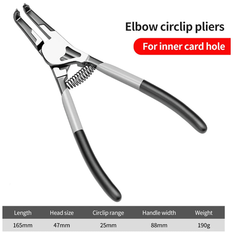 YLONDAO Industrial Grade Chinese Silver Carbon Steel Gray-Black Straight Handle Automatic Spring Assisted Rebound Electrical Elbow Circlip Pliers