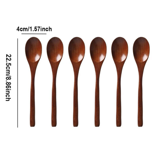 Kitchen 5-6 PCS Set Nanmu Japanese Style Brown Solid Wood Spoons