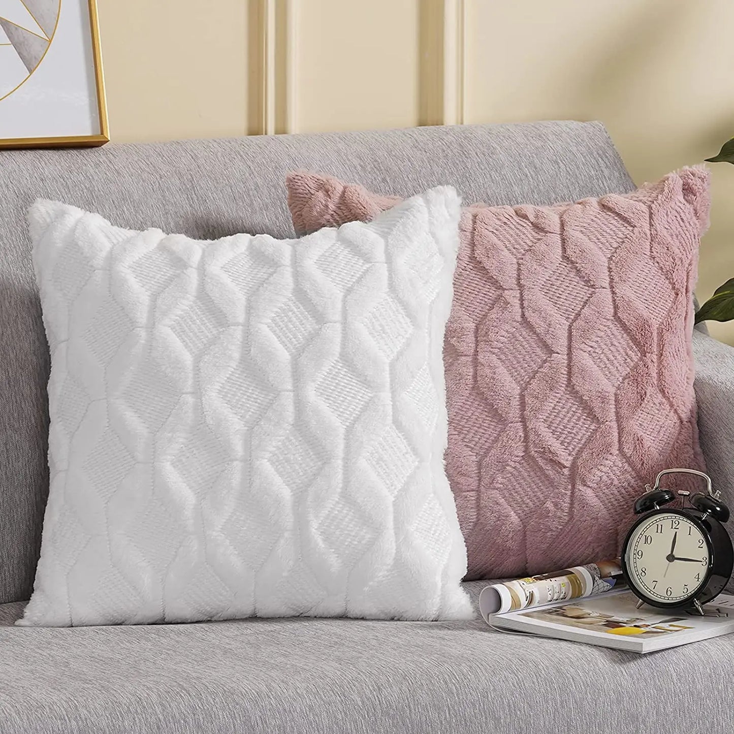 Soft Gray Plush Pillow Cover Cozy Cushion Cover 45x45cm Home Decor Throw Pillow Cover Living Room Bedroom Sofa Christmas