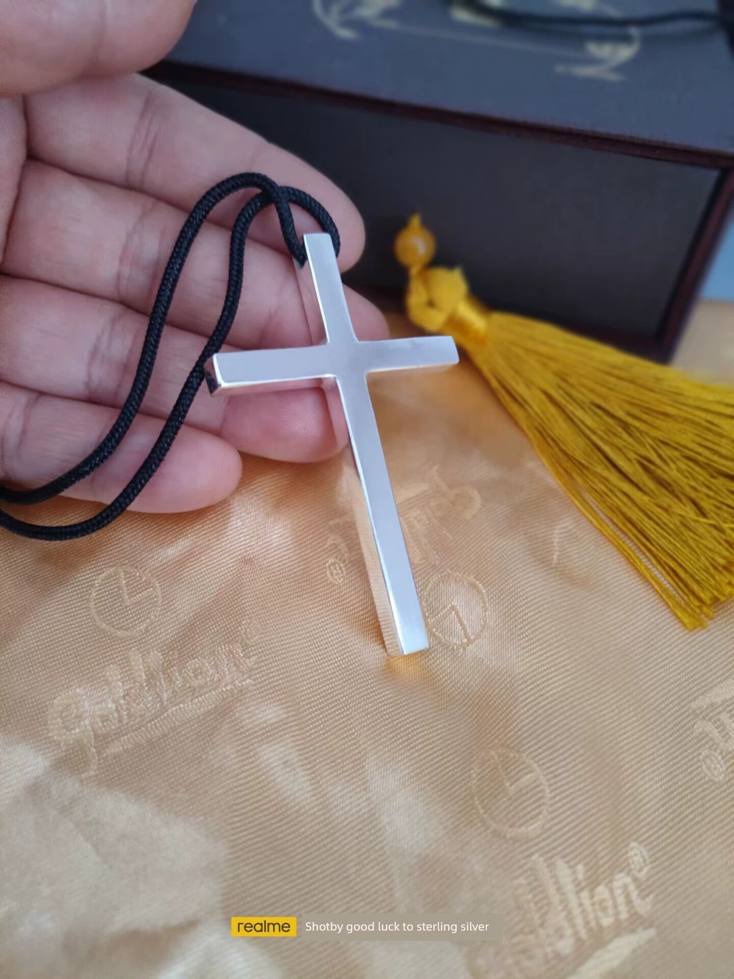 XUEFENG Adult Men Fine Imitation Sterling Silver Metal Silver-Plated Polished Cross Pendant Chain Necklaces