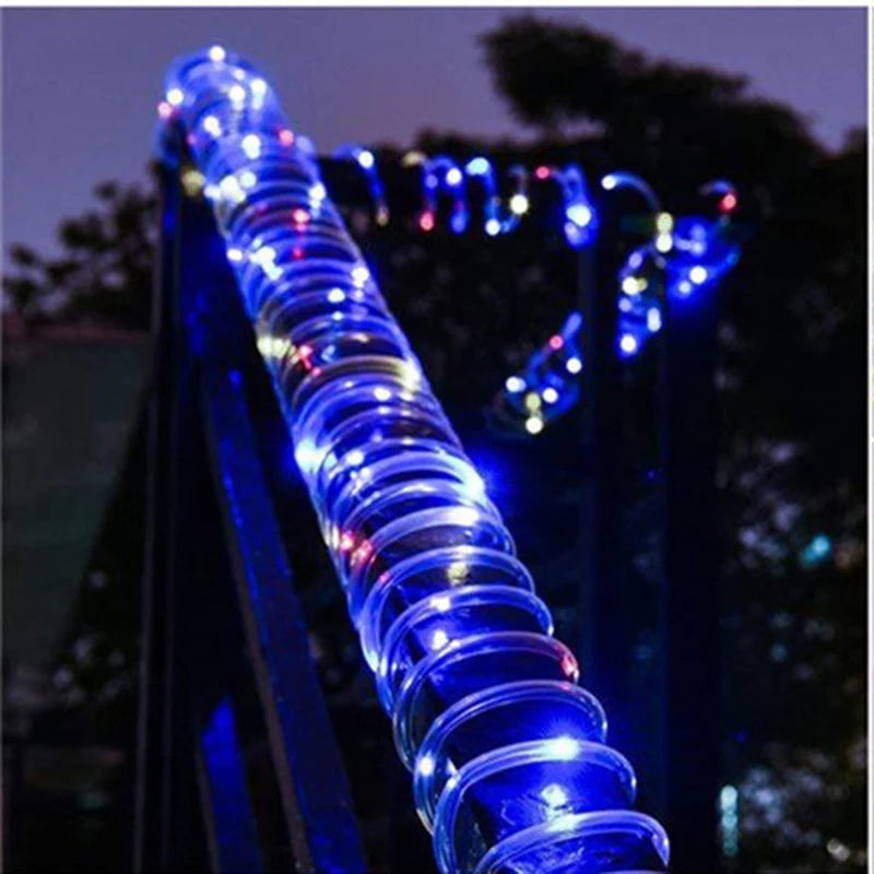 No-EN-Name-Null Outdoor Waterproof Multicolor Festoon Fairy Tube Plastic Body LED Dimmable Solar-Powered Cottage Holiday Decoration Light Ropes-Strings /Colors-White/Black/Green/Purple/Pink/Yellow/Multicolor