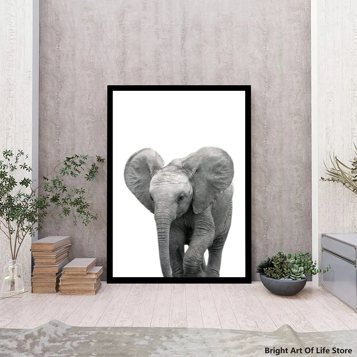 NULL Modern Unframed Medium Oil Printed Canvas Vertical Rectangle Shaped Adorable Cute Baby Elephant Animals Posters