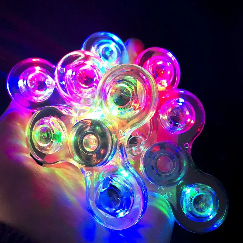 EVYVKV Clear-Multicolor Plastic LED Light Fingertip Spinning Crystal Gyroscope Fidget Toys/Ages: 13-18 Years Old-Adults