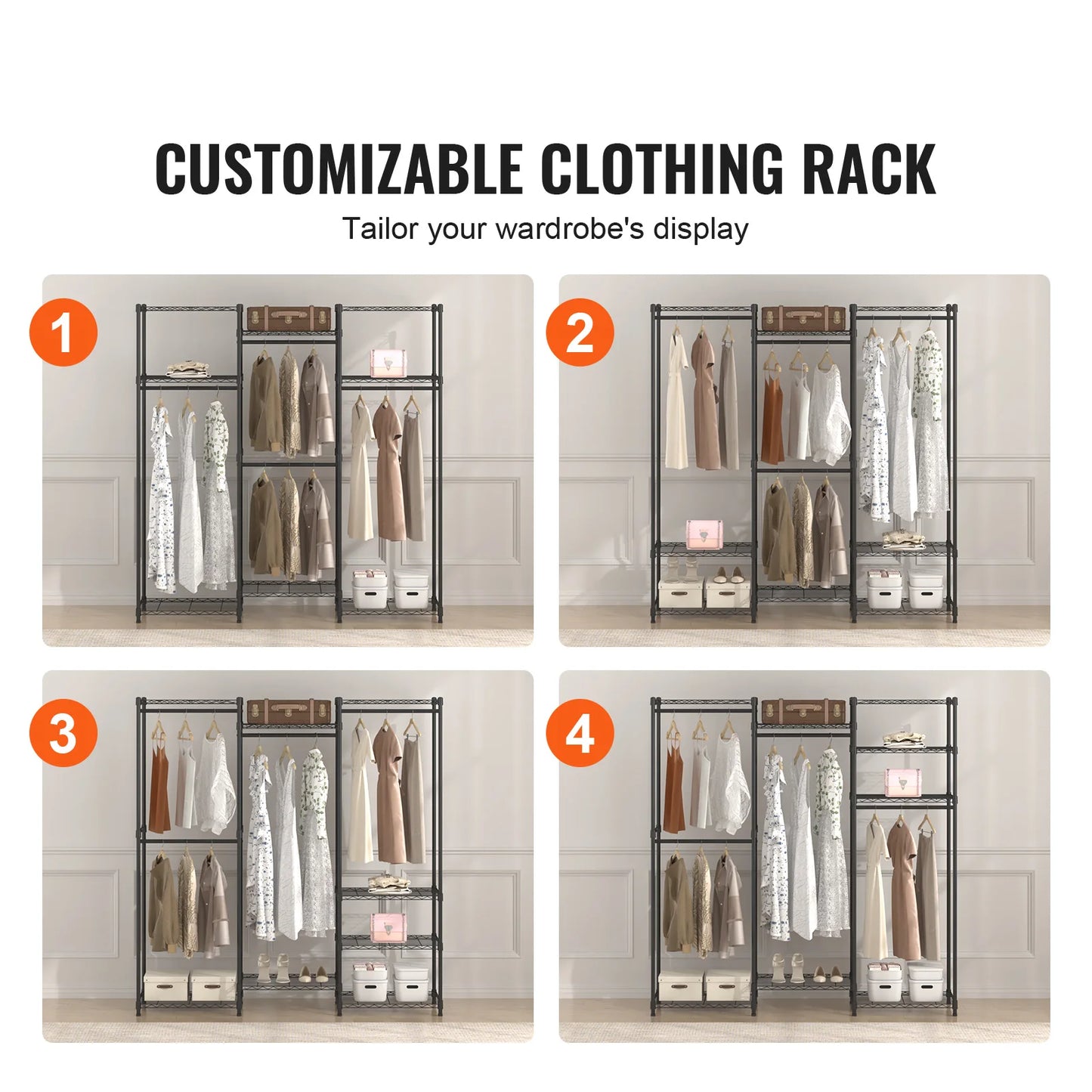 No-EN-Name-Null Modern Black Steel Metal Customized Coat-Garment Racks