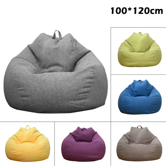 1 pcs Bean Bag Fabric COVER ONLY /Colors-Black/Gray/Red/Brown/Yellow/Blue/Size:100cm x120cm