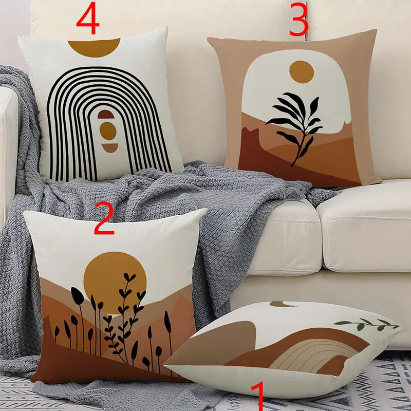 No-EN-Name-Null Decorative Square Polyester-Cotton Blend Fabric Single-Sided Boho Pillowcases/Colors-Beige/Brown/Multicolor/Floral/Geometric/Traditional Closure