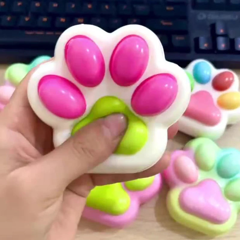 KITTYBABY Kids Plastic-Silicone Rubber Multicolor Soft Sticky Cute Cartoon Animal Cat Paws Anxiety-Stress Relief Squeeze Slow Rebound Activity Toys/Ages: 6-12 Years Old