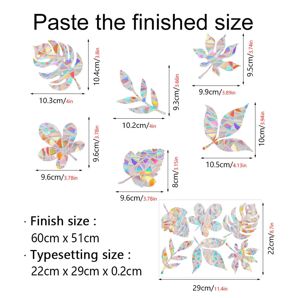 HOMEYAN Kids Non-Adhesive Plastic Film Geometric 3D Rainbow Colors Butterfly Shaped Plastic-Film Wall-Window Glass Stickers Suncatchers/Glue-Paste Needed