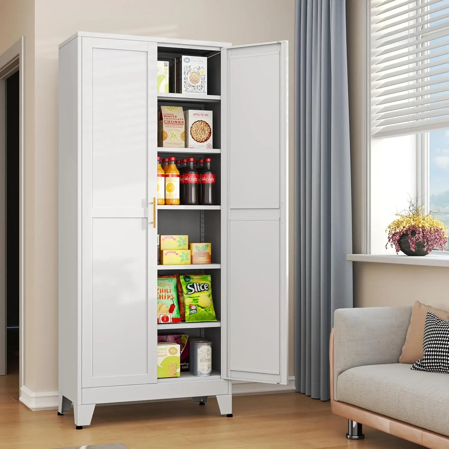 No-EN-Name-Null Modern Rectangle Large White-Black-Gray Two Door Storage Closet Adjustable Shelves One Hanging Steel Metal Rail Rod Two Sliding Drawers Armoire Wardrobes/ Size: 17.72"D x 31.5"W x 70.87"H
