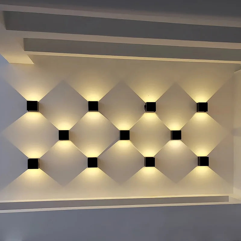 PZHDNX Modern Indoor-Outdoor Waterproof LED Lights Porch-Garden Square Aluminum Body AC-Powered White-Silver-Black Wall Light Fixtures/ Voltage: 110V-240V/