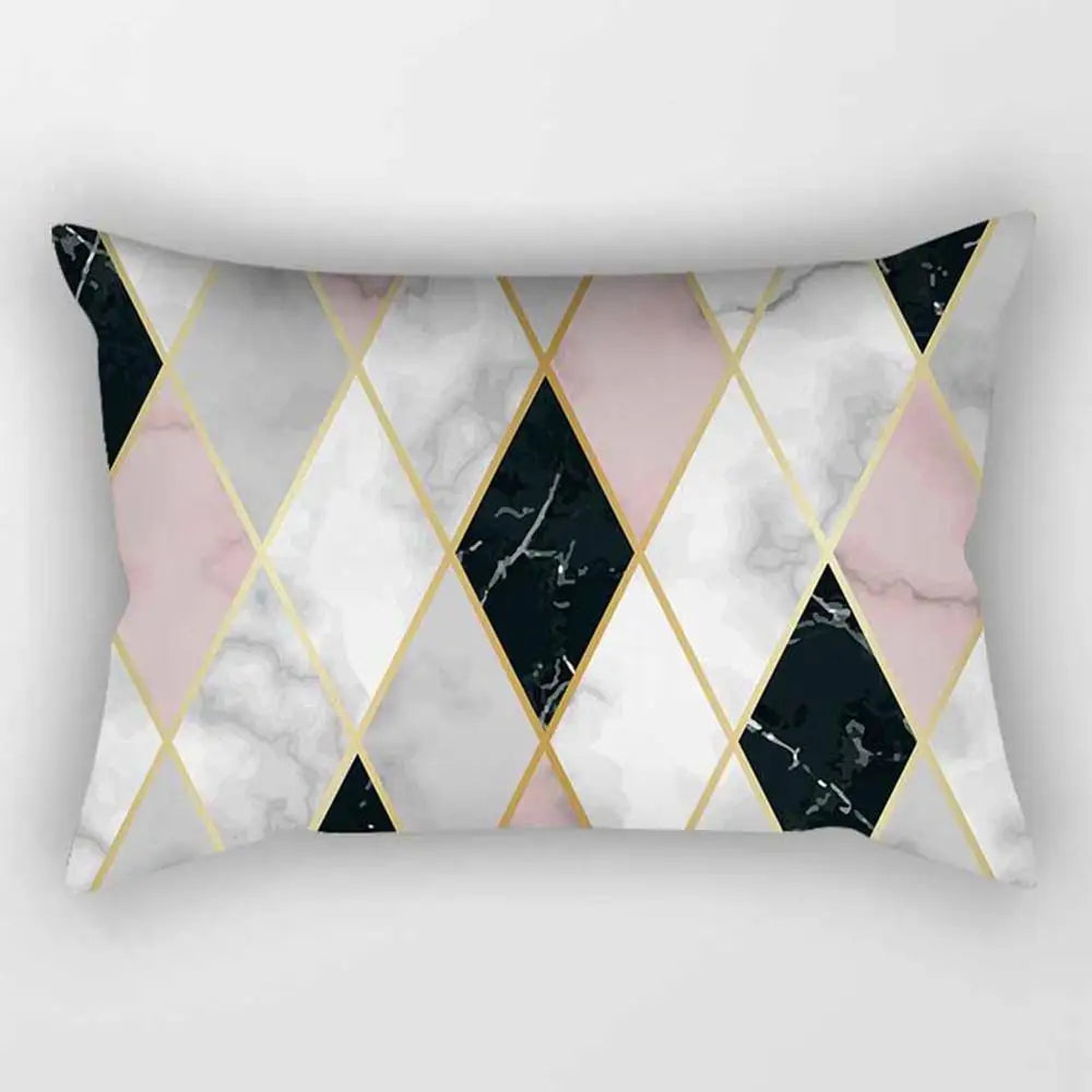 No-EN-Name-Null Modern Rectangle Single-Sided Pattern Pink Geometric Striped Polyester Peach Skin Fabric Pillowcases/Size: 30 cm X 50 cm (12 inches X 20 inches)/Colors-Striped/Geometric/Gold/Animal/White
