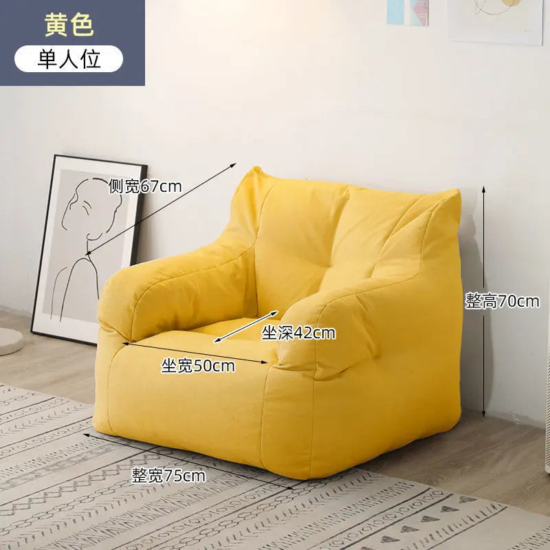 No-EN-Name-Null GIANT Soft Linen-Cotton Fabric Sofa Bean Bag Chairs/ Side Pocket/Detachable Cover /Washable /Colors-Gray/Blue/Yellow/Beige/Multicolor