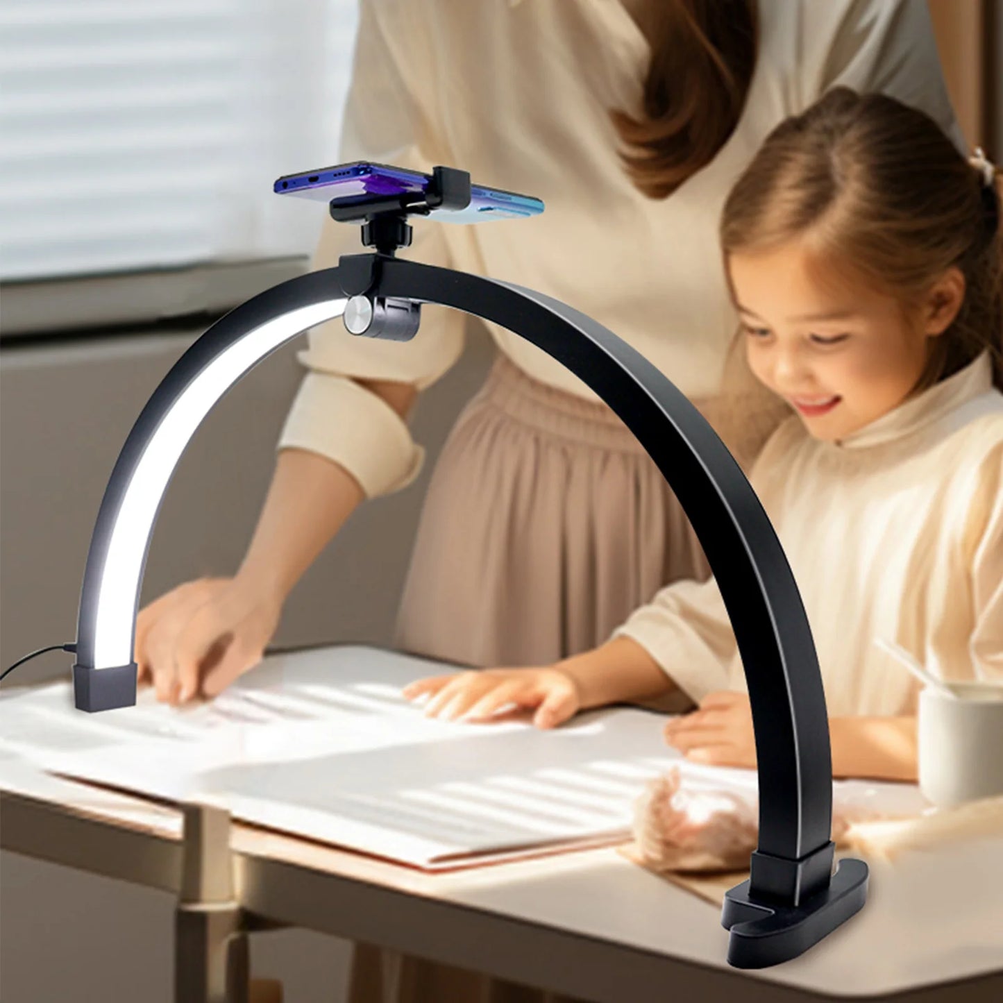 DUTRIEUX One Unit Touch Control Foldable Phone Holder White-Black Half-Moon Shaped LED Fill Light Finger Nail Dryers Tools