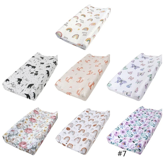 Newborn Babies Soft Polyester Fabric Cute Cartoon Design Removable Washable Diaper Changing Pad Printed COVERS/Colors-Multicolor/Floral/Animal/Rainbow