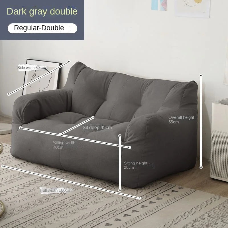 OMGD Modern Medium Firmness Wear-Resistant Removable Washable Soft Plush Thick White Upholstered Padded Breathable Polyester Cotton-Linen Fabric Cushions One Person OMGD Lazy Double Chaise Lounges Sofas/Colors-Beige/Gray/White