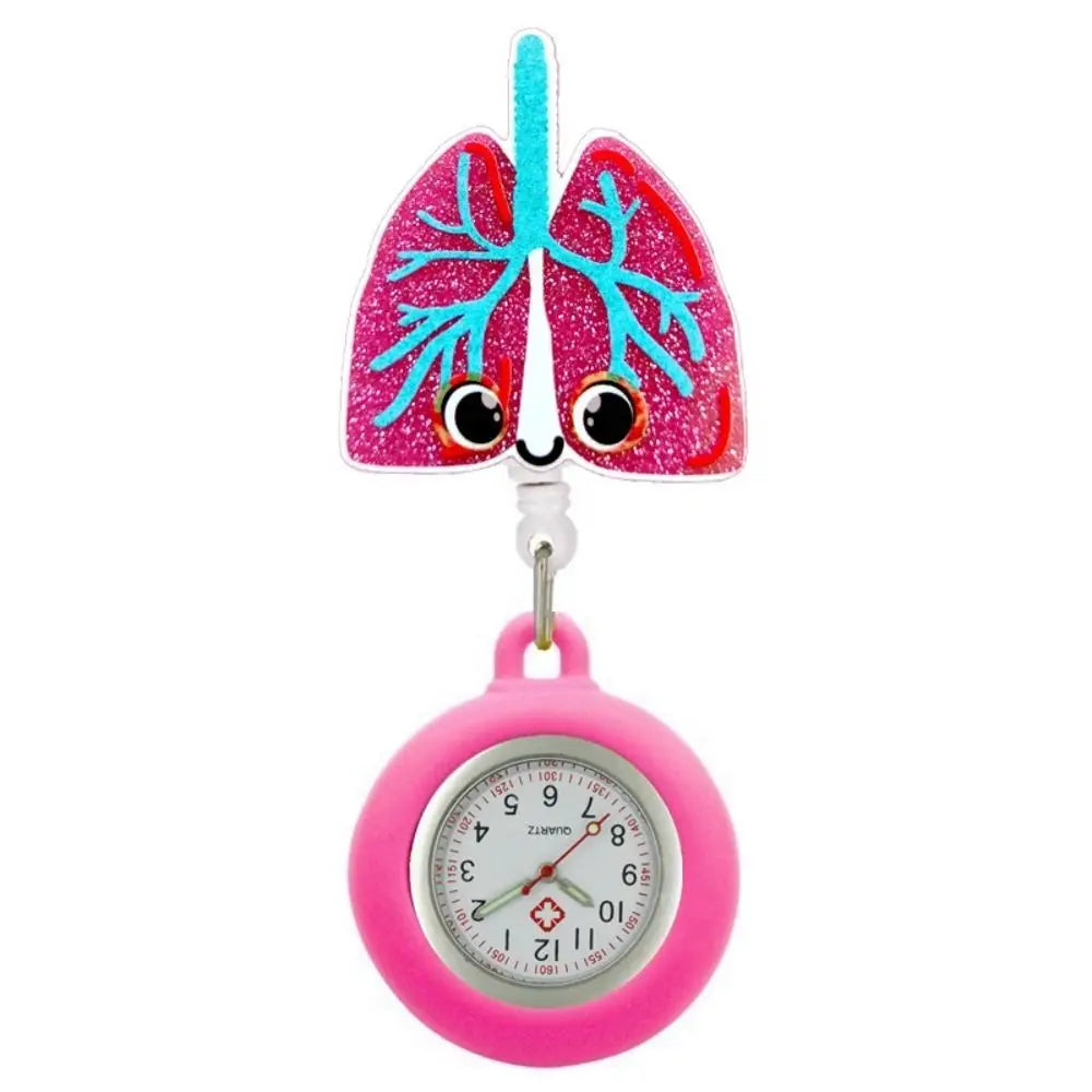 No-EN-Name-Null Adults Digital Movement Pink Plastic Round Cover Retractable Cartoon Anime-I'm Stuck On You!-2 Pink Band-Aid White Watch Face Arabic Numeral Nurse-Doctor Metal Fob Watch Brooches-Lapel Pins/ Colors-Pink/Black/Blue/Red/White/Multicolor/Dots
