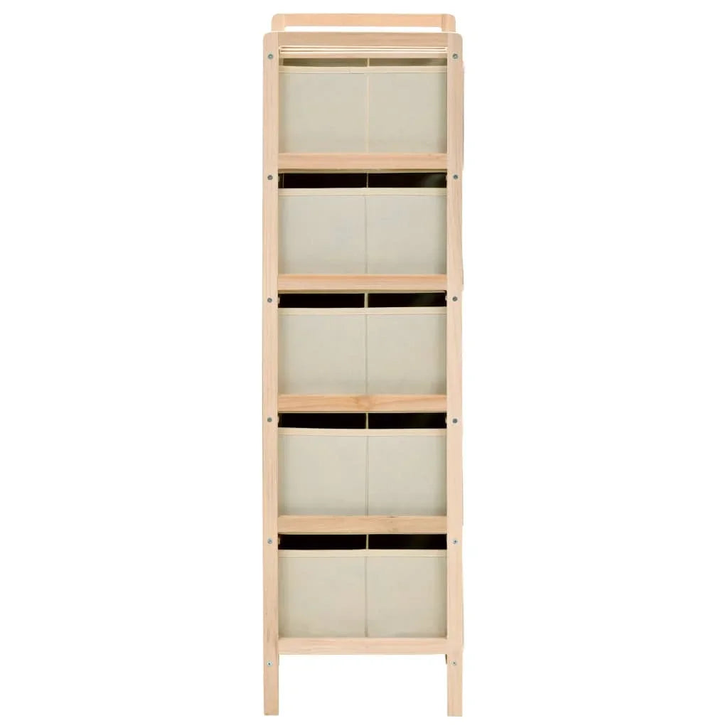No-EN-Name-Null Modern Tall Square Shaped Solid Cedar Wood Frame Five Beige Polypropylene Fabric Household Storage Drawers