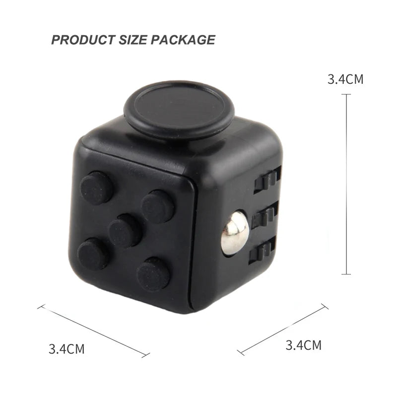 Plastic Black Dice Cube 6 Sides Textured Buttons Stress-Anxiety Relief Sensory Toys/Ages: 13-18 Years Old Adults/Colors-Black/Purple/Gray/Red/White/Multicolor