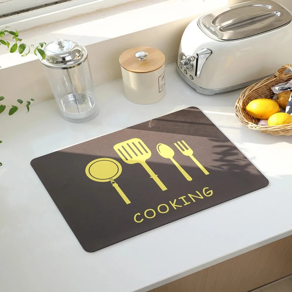 VIKAMA Anti-Slip Waterproof Kitchen Geometric Dish Drainage Mat