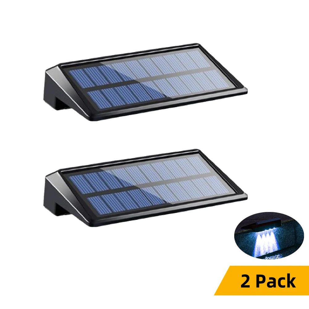 Outdoor 2 PCS Rectangle Blue-Black Plastic Body Dimmable Solar-Powered Automatic On-Off  Wall-Mounted Warm-Cool White 4 LED Outdoor Waterproof Landscape Pathway Lights Sets