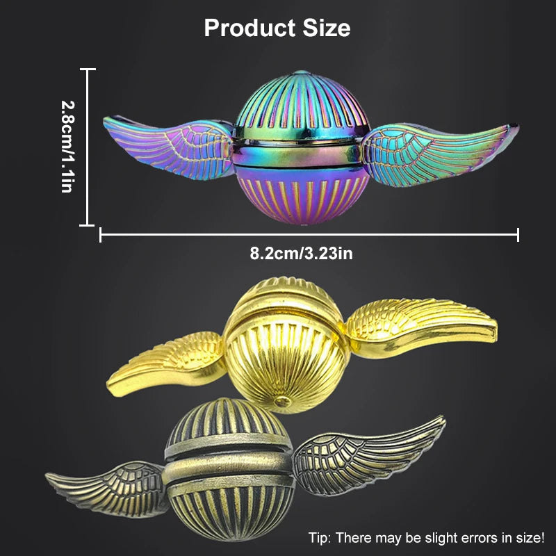 QUICK PUSH Kids Handheld Black Metal Alloy Fingertip Hand-Eye Balancing Gyroscope Fidget Anti-Stress Magic Spinning Tops/ Colors-Geometric/Gold/Bronze/Black/Multicolor/Ages: 13-18 Years Old-Adults