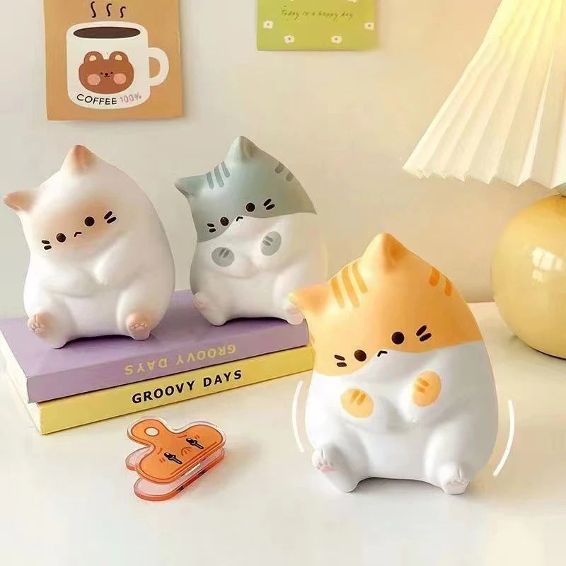 GJCUTE Creative Yellow-Gray Plastic Cute Cartoon Cat Animal Stress-Anxiety Relieving Slow Rebound Squishy Squeeze Executive Toys/Colors-White/Gray/Yellow/Stripped/Ages: 13-18 + Years Old