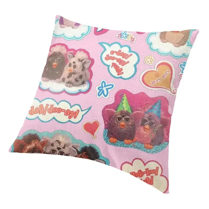 No-EN-Name-Null Printed Square Cartoon Anime Furby Design Decorative Throw Pillows