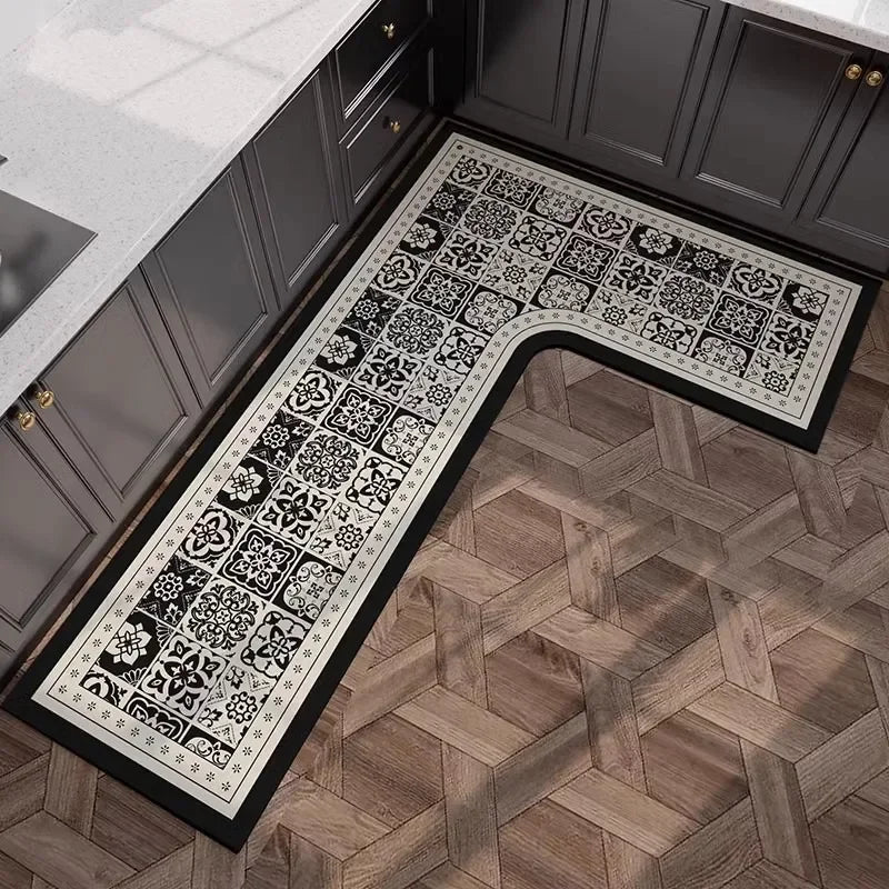 L-Shape Anti-Slip Scratch Resistant Wilton Cartoon Waterproof/Oil Proof /PVC Leather Customized Kitchen Mats/Colors-Geometric/Beige/Multicolor/Animal/Brown/Black/Many Sizes