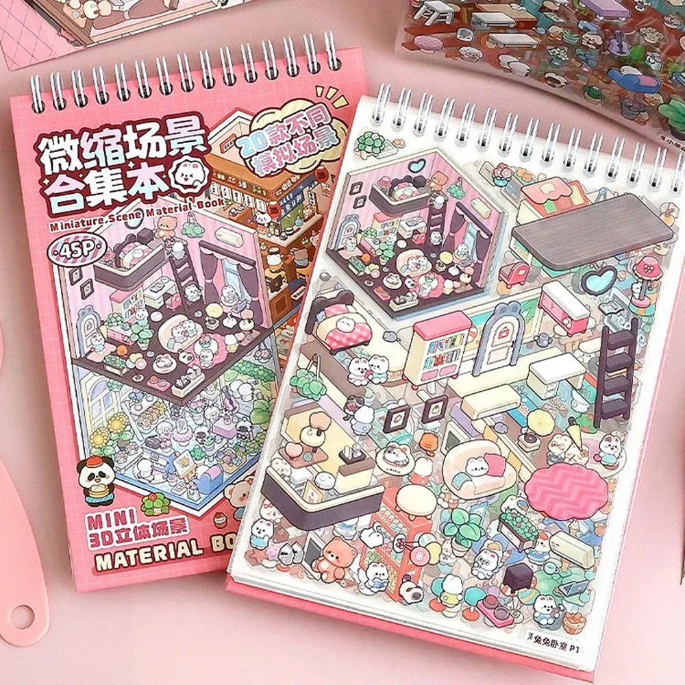 No-EN-Name-Null Kids 20 PCS-In 1 Synthetic Paper 3D Multicolor Pink Cartoon Landscape Micro Mini Stickers-Stickers Machines/Ages: 3 Years Old-School-Age Kids