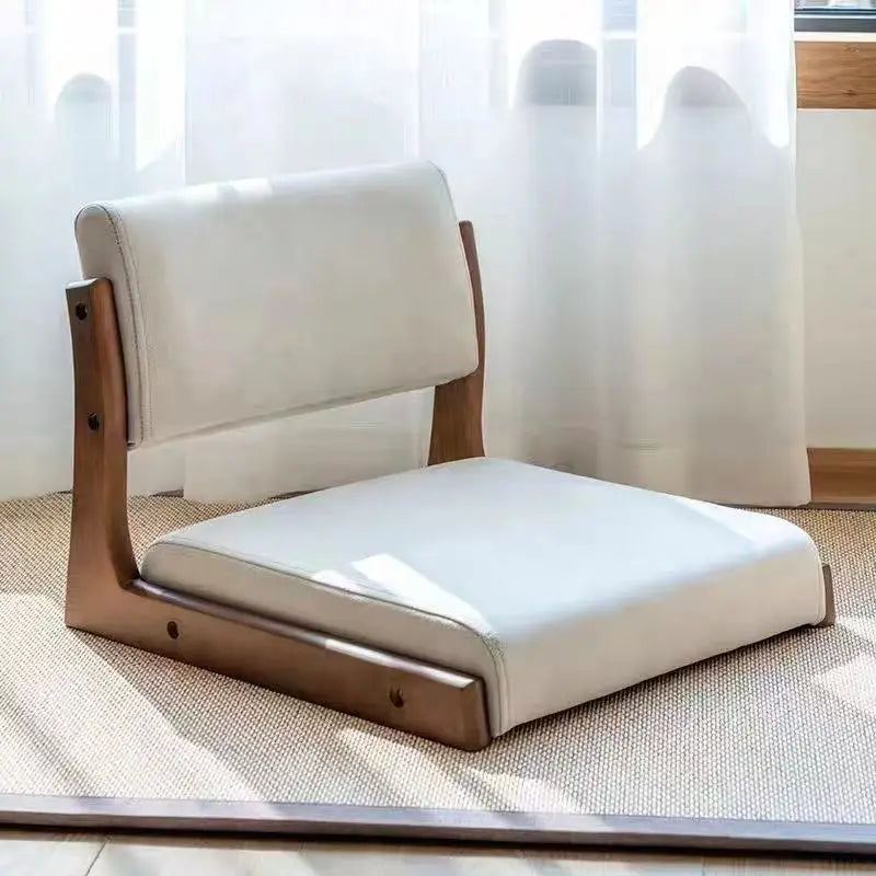 No-EN-Name-Null Modern Wood Frame Beige Backrest-Seat Cushion Armless Chaises