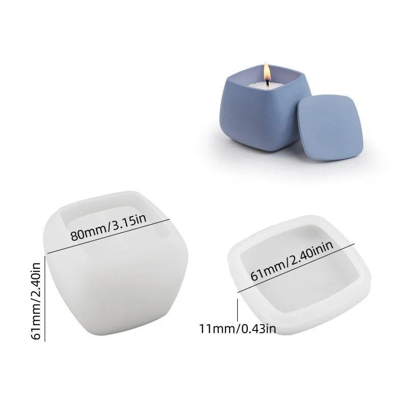 SILIKE LUFEI Small Square Shaped Candle Cup-Lid Silicone DIY Milky White Craft Molds