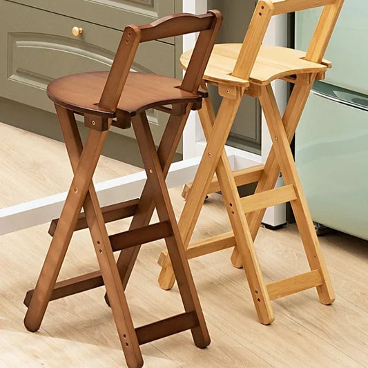 2pcs Durable Small Low Back Polished Bamboo Foldable  Flat Bar Stools/Sizes: S-M-L/Beige/Brown