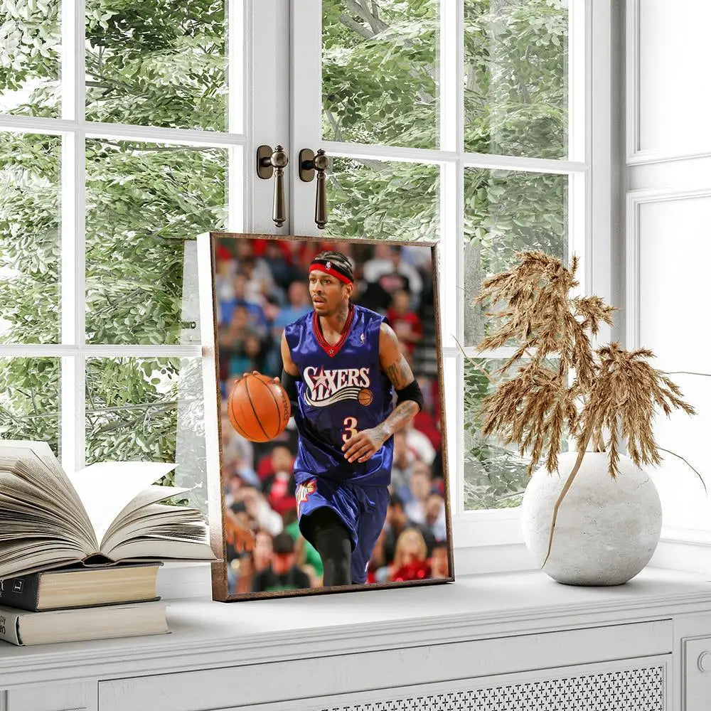 MAISTO Modern Waterproof Unframed HD Printed Multicolor Rectangle Shaped Basketball-Allen Iverson Sports Posters/Colors-Multicolor/Black/Fade-Dirt Resistant/Adhesive Tear-Stick