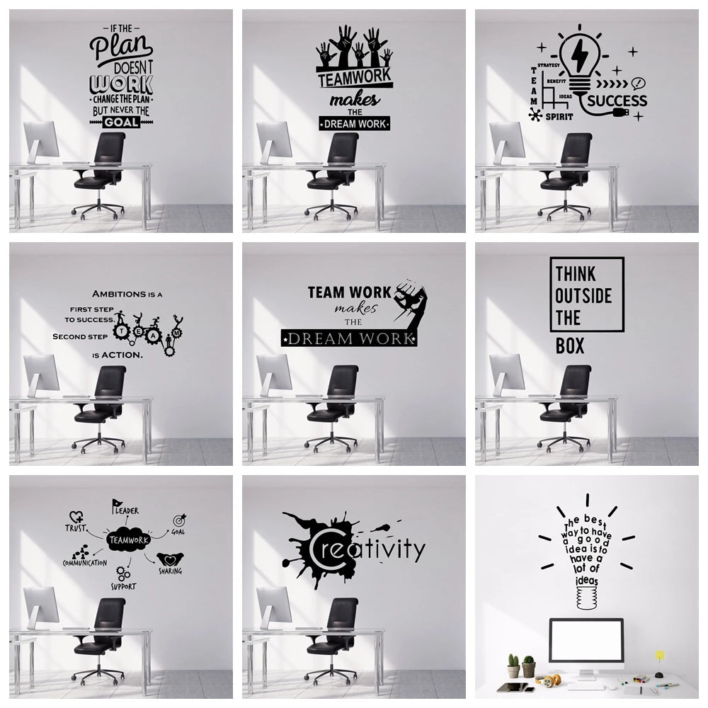 No-EN-Name-Null Modern Waterproof Removable Black Plastic Self-Adhesive DIY Home-Office Anime Cartoons Text Hallow-Out Carved Motivational Phrases Vinyl Wall Mural Decals/Colors-Black/Multicolor