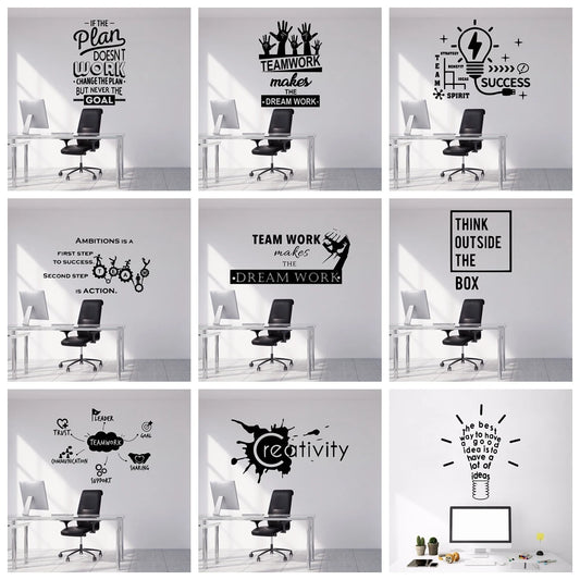 No-EN-Name-Null Modern Waterproof Removable Black Plastic Self-Adhesive DIY Home-Office Anime Cartoons Text Hallow-Out Carved Motivational Phrases Vinyl Wall Mural Decals/Colors-Black/Multicolor