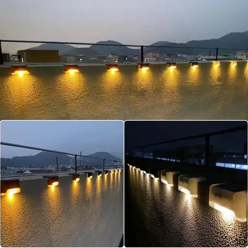 NOWYEY Outdoor Waterproof Solar-Powered Intelligent Control Switch Automatic Light Sensing Design Black Rectangle Shaped Deck Stair Lights Landscape Pathway Lighting /Colors-Black/Brown/White/Yellow/Green/Bronze