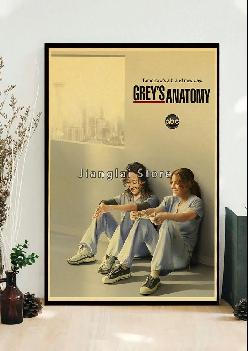 No-EN-Name-Null Unframed Printed Polyester Canvas Anime Cartoons-Movie-TV-Pop Culture-Life Changes In A Heartbeat Greys Anatomy Style Wall Art Posters/ Colors-Multicolor/Black/Beige/White/Gray/Gold/Floral