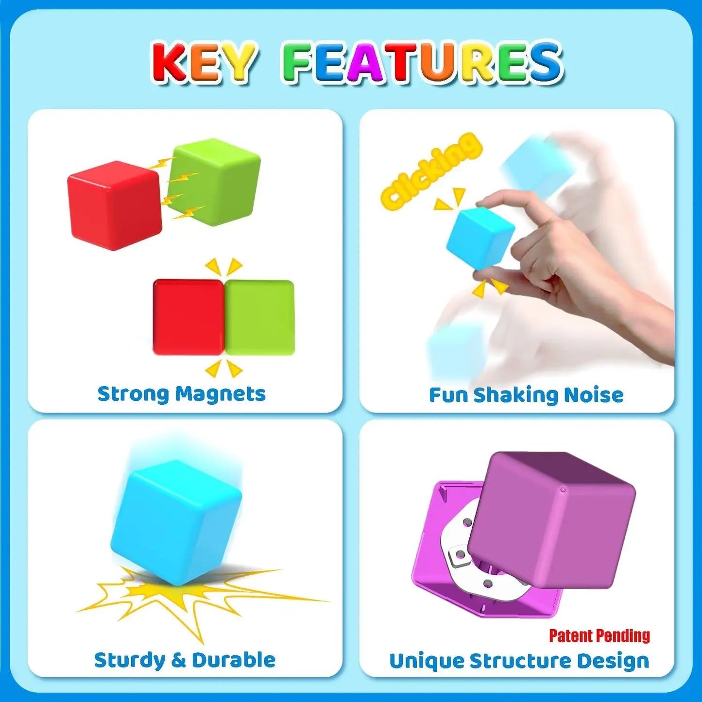 No-EN-Name-Null Kids Non-Toxic Multicolor Plastic Square Shaped Strong Magnetic Micro Building Smooth Edges Blocks Construction Set Toys/ Colors-Red/Multicolor/Ages: 3-18 Years Old-Adults