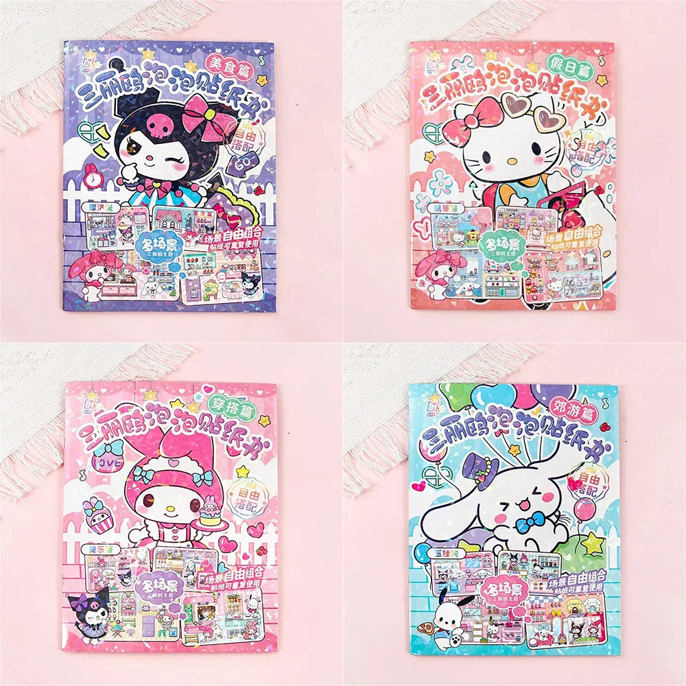 JOYTOP Kids 10 Styles Plastic Multicolor Cute Cartoon Sanrio Quiet Home Landscape Cardboard Sticker Books/Colors-Yellow/Pink/Pink/Purple/Blue/Multicolor/Ages: 3-14 Years Old-Older