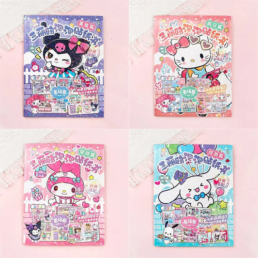 JOYTOP Kids 10 Styles Plastic Multicolor Cute Cartoon Sanrio Quiet Home Landscape Cardboard Sticker Books/Colors-Yellow/Pink/Pink/Purple/Blue/Multicolor/Ages: 3-14 Years Old-Older